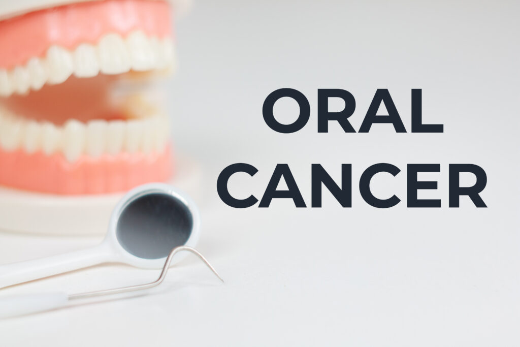 "Oral Cancer" header on neutral dental background